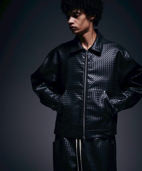 DANKE SCHON（ダンケシェーン）の「DankeSchon/ダンケシェーン/WOVEN FAUX LEATHER BLOUSON（その他アウター・メンズ・ブラウン/ブラック・L/M）」の2枚目の写真