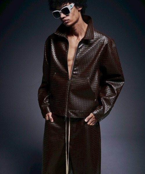 DANKE SCHON（ダンケシェーン）の「DankeSchon/ダンケシェーン/WOVEN FAUX LEATHER BLOUSON（その他アウター・メンズ・ブラウン/ブラック・L/M）」の7枚目の写真