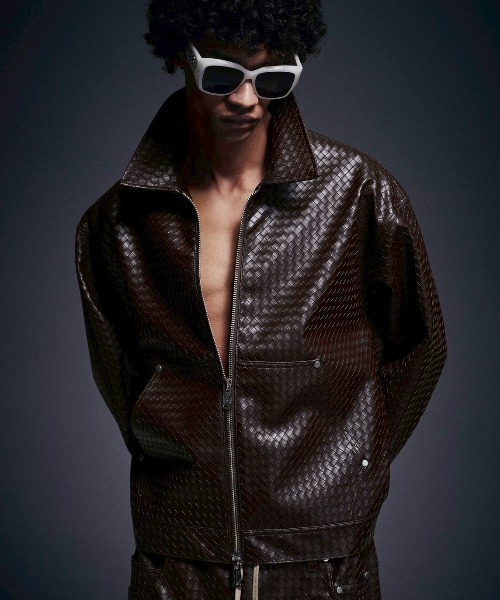 DANKE SCHON（ダンケシェーン）の「DankeSchon/ダンケシェーン/WOVEN FAUX LEATHER BLOUSON（その他アウター・メンズ・ブラウン/ブラック・L/M）」の8枚目の写真