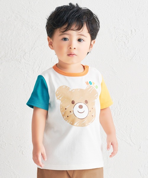 HOT BISCUITS(ホットビスケッツ)の「カラフルビーンズ フェイスプリント 半袖Tシャツ(Tシャツ/カットソー・キッズ・イエロー/ブルー/マルチ/ピンク/ライトグリーン・90cm/80cm/120cm/110cm/100cm)」の1枚目の写真