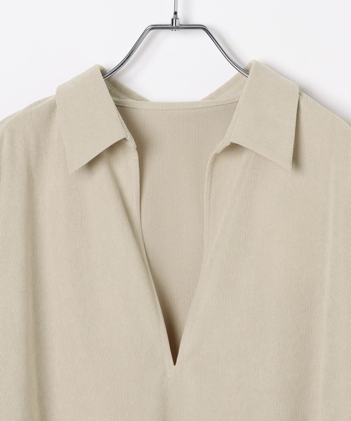 LEPSIM（レプシィム）の「スキッパーピケ長袖ブラウス　640880（シャツ/ブラウス・レディース・グレイッシュベージュ/ブラック・FREE）」の9枚目の写真