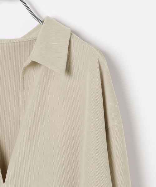 LEPSIM（レプシィム）の「スキッパーピケ長袖ブラウス　640880（シャツ/ブラウス・レディース・グレイッシュベージュ/ブラック・FREE）」の10枚目の写真