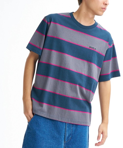 RVCA（ルーカ）の「RVCA メンズ 16/2 STRIPE SS Tシャツ 【2026年春夏モデル】/ルーカ半袖ボーダーTシャツ（Tシャツ/カットソー・メンズ・ネイビー/ブラック系その他・LARGE/MEDIUM/X-LARGE/SMALL）」の2枚目の写真