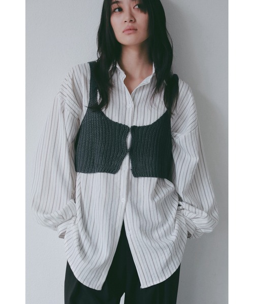 ANF.MUU（アンフムー）の「ボリュームスリーブストライプシャツ（シャツ/ブラウス・レディース・ブルー/イエロー/ピンク/ホワイト・FREE）」の2枚目の写真