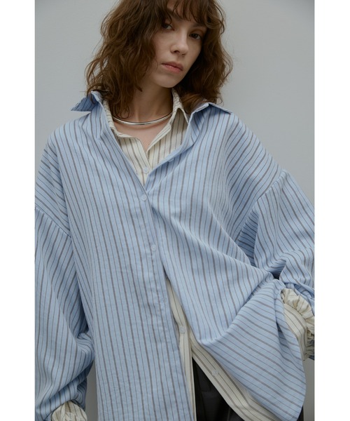 ANF.MUU（アンフムー）の「ボリュームスリーブストライプシャツ（シャツ/ブラウス・レディース・ブルー/イエロー/ピンク/ホワイト・FREE）」の5枚目の写真
