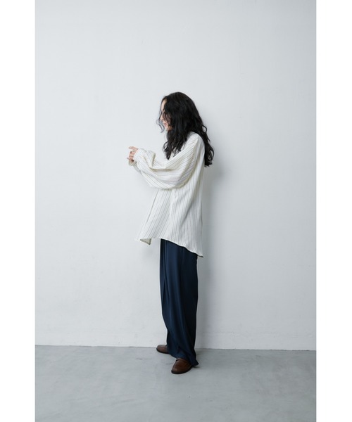 ANF.MUU（アンフムー）の「ボリュームスリーブストライプシャツ（シャツ/ブラウス・レディース・ブルー/イエロー/ピンク/ホワイト・FREE）」の16枚目の写真
