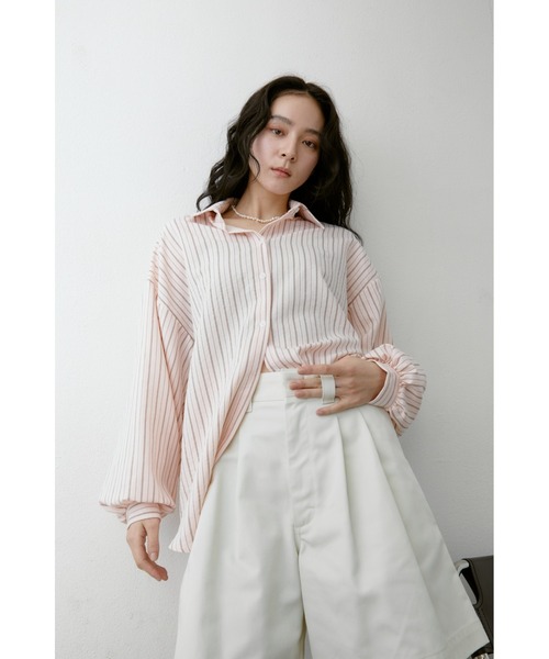ANF.MUU（アンフムー）の「ボリュームスリーブストライプシャツ（シャツ/ブラウス・レディース・ブルー/イエロー/ピンク/ホワイト・FREE）」の19枚目の写真