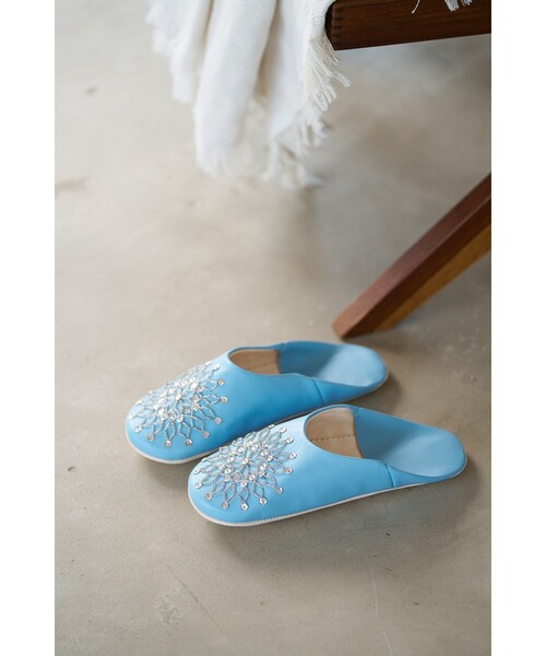 collex（コレックス）の「ビーズバブーシュ 羊革 モロッコ製 スリッパ ルームシューズ 室内履き（ルームシューズ/スリッパ・レディース・イエロー/ブルー系その他・フリー）」の6枚目の写真