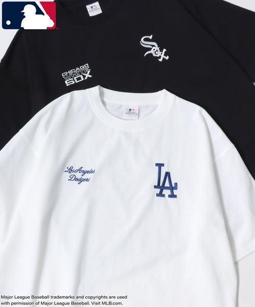 MLB(メジャーリーグベースボール)の「MLB/メジャーリーグベースボール 別注 オーバーサイズ ロゴ ワッペン ワンポイント刺繍 半袖Tシャツ/レディース メンズ(Tシャツ/カットソー・メンズ・ネイビー/ホワイト/ブラウン/ブラック・L/LL/M)」の1枚目の写真