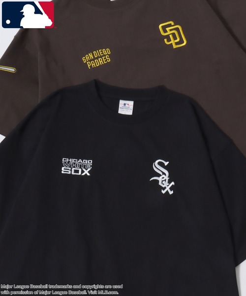 MLB(メジャーリーグベースボール)の「MLB/メジャーリーグベースボール 別注 オーバーサイズ ロゴ ワッペン ワンポイント刺繍 半袖Tシャツ/レディース メンズ(Tシャツ/カットソー・メンズ・ネイビー/ホワイト/ブラウン/ブラック・L/LL/M)」の3枚目の写真