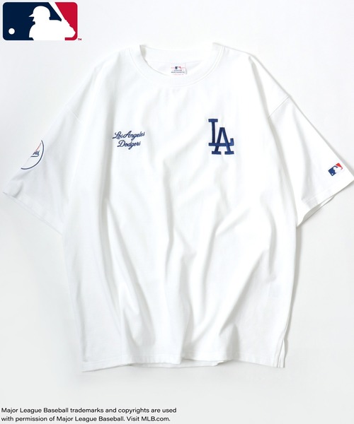 MLB(メジャーリーグベースボール)の「MLB/メジャーリーグベースボール 別注 オーバーサイズ ロゴ ワッペン ワンポイント刺繍 半袖Tシャツ/レディース メンズ(Tシャツ/カットソー・メンズ・ネイビー/ホワイト/ブラウン/ブラック・L/LL/M)」の5枚目の写真