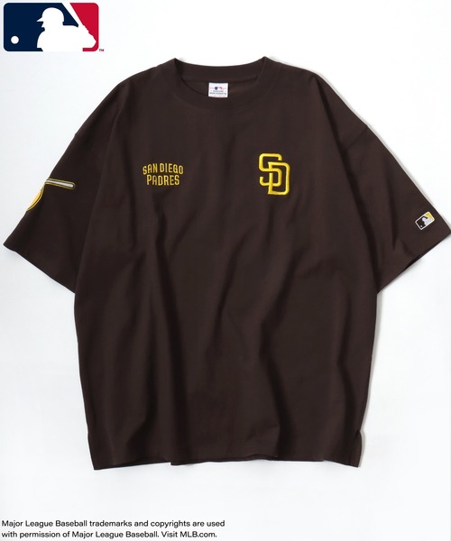 MLB(メジャーリーグベースボール)の「MLB/メジャーリーグベースボール 別注 オーバーサイズ ロゴ ワッペン ワンポイント刺繍 半袖Tシャツ/レディース メンズ(Tシャツ/カットソー・メンズ・ネイビー/ホワイト/ブラウン/ブラック・L/LL/M)」の7枚目の写真