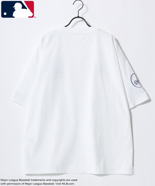 MLB(メジャーリーグベースボール)の「MLB/メジャーリーグベースボール 別注 オーバーサイズ ロゴ ワッペン ワンポイント刺繍 半袖Tシャツ/レディース メンズ(Tシャツ/カットソー・メンズ・ネイビー/ホワイト/ブラウン/ブラック・L/LL/M)」の14枚目の写真