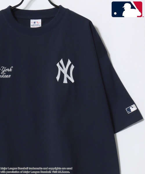 MLB(メジャーリーグベースボール)の「MLB/メジャーリーグベースボール 別注 オーバーサイズ ロゴ ワッペン ワンポイント刺繍 半袖Tシャツ/レディース メンズ(Tシャツ/カットソー・メンズ・ネイビー/ホワイト/ブラウン/ブラック・L/LL/M)」の12枚目の写真