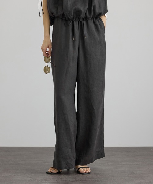 SALON adam et rope'(サロン アダム エ ロペ)の「【WEB限定】ヨーロピアンリネンリラクシーワイドパンツ(その他パンツ・レディース・チャコールグレー/ブルー系その他4/ベージュ・M/S)」の1枚目の写真