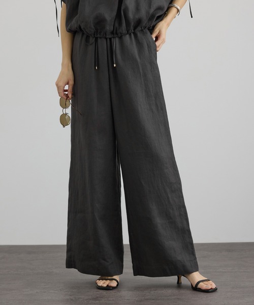 SALON adam et rope'(サロン アダム エ ロペ)の「【WEB限定】ヨーロピアンリネンリラクシーワイドパンツ(その他パンツ・レディース・チャコールグレー/ブルー系その他4/ベージュ・M/S)」の5枚目の写真