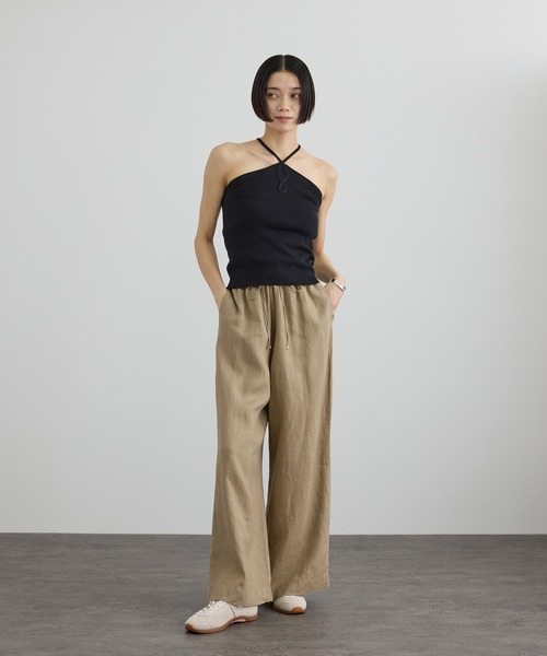 SALON adam et rope'(サロン アダム エ ロペ)の「【WEB限定】ヨーロピアンリネンリラクシーワイドパンツ(その他パンツ・レディース・チャコールグレー/ブルー系その他4/ベージュ・M/S)」の6枚目の写真