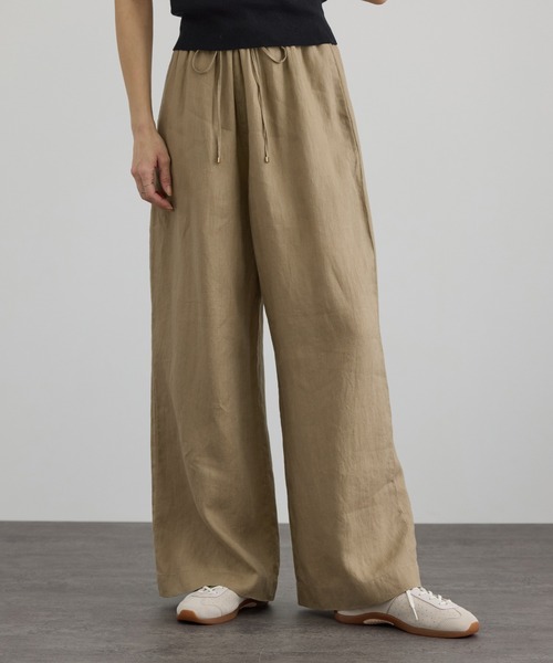 SALON adam et rope'(サロン アダム エ ロペ)の「【WEB限定】ヨーロピアンリネンリラクシーワイドパンツ(その他パンツ・レディース・チャコールグレー/ブルー系その他4/ベージュ・M/S)」の7枚目の写真