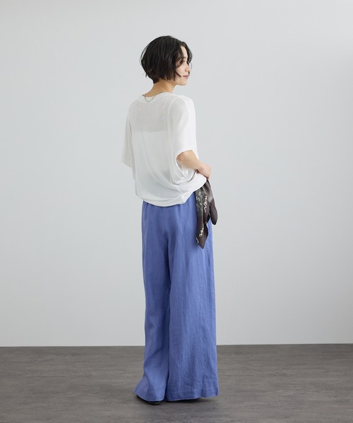 SALON adam et rope'(サロン アダム エ ロペ)の「【WEB限定】ヨーロピアンリネンリラクシーワイドパンツ(その他パンツ・レディース・チャコールグレー/ブルー系その他4/ベージュ・M/S)」の8枚目の写真