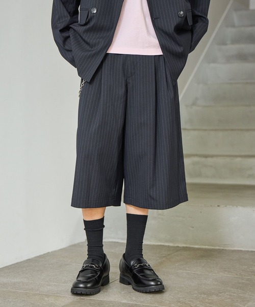 PBLIM（ページボーイリム）の「《UNISEX》【PBLIM/セットアップ対応】ストライプハーフパンツ（スラックス・レディース・ネイビー系/グレー系その他・LARGE/MEDIUM）」の16枚目の写真