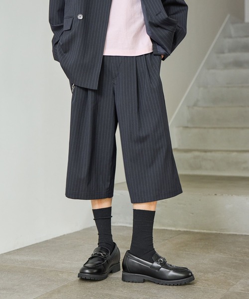 PBLIM（ページボーイリム）の「《UNISEX》【PBLIM/セットアップ対応】ストライプハーフパンツ（スラックス・レディース・ネイビー系/グレー系その他・LARGE/MEDIUM）」の18枚目の写真