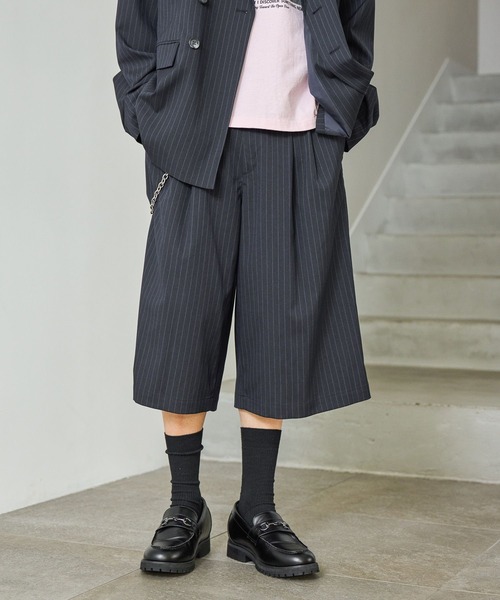 PBLIM（ページボーイリム）の「《UNISEX》【PBLIM/セットアップ対応】ストライプハーフパンツ（スラックス・レディース・ネイビー系/グレー系その他・LARGE/MEDIUM）」の19枚目の写真