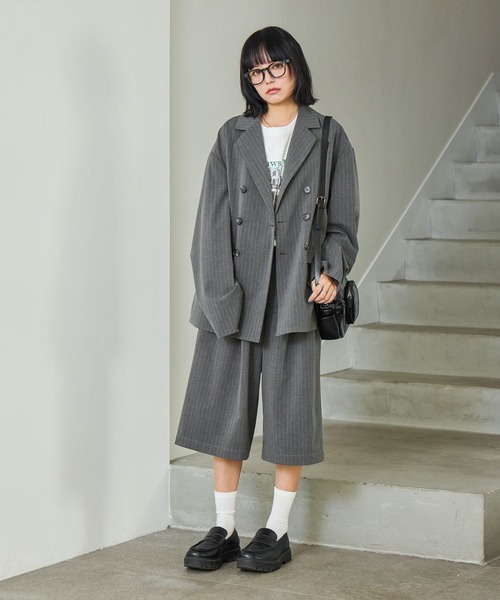 PBLIM（ページボーイリム）の「《UNISEX》【PBLIM/セットアップ対応】ストライプハーフパンツ（スラックス・レディース・ネイビー系/グレー系その他・LARGE/MEDIUM）」の8枚目の写真