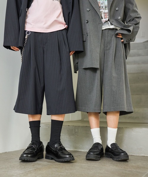 PBLIM（ページボーイリム）の「《UNISEX》【PBLIM/セットアップ対応】ストライプハーフパンツ（スラックス・レディース・ネイビー系/グレー系その他・LARGE/MEDIUM）」の13枚目の写真