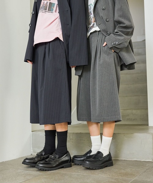 PBLIM（ページボーイリム）の「《UNISEX》【PBLIM/セットアップ対応】ストライプハーフパンツ（スラックス・レディース・ネイビー系/グレー系その他・LARGE/MEDIUM）」の12枚目の写真