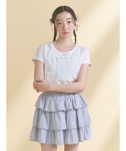 merry jenny(メリージェニー)の「パッチワークリメイクtee(Tシャツ/カットソー・レディース・ライトブルー/オフホワイト・FREE)」の4枚目の写真