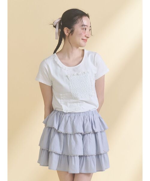 merry jenny(メリージェニー)の「パッチワークリメイクtee(Tシャツ/カットソー・レディース・ライトブルー/オフホワイト・FREE)」の5枚目の写真