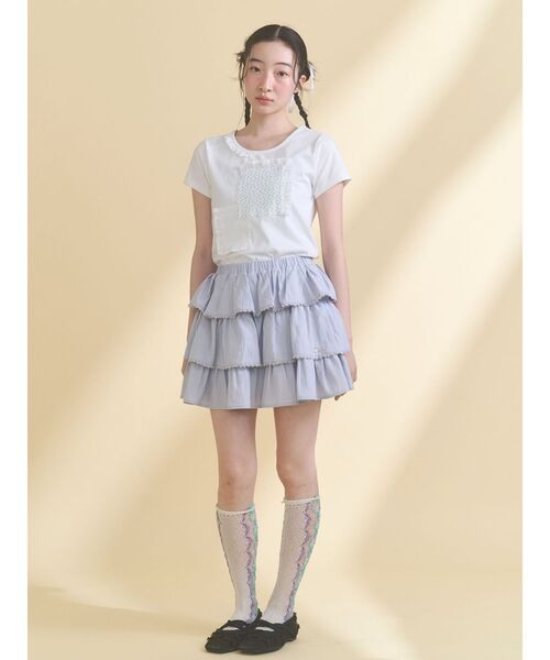 merry jenny(メリージェニー)の「パッチワークリメイクtee(Tシャツ/カットソー・レディース・ライトブルー/オフホワイト・FREE)」の6枚目の写真