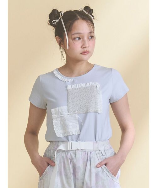 merry jenny(メリージェニー)の「パッチワークリメイクtee(Tシャツ/カットソー・レディース・ライトブルー/オフホワイト・FREE)」の8枚目の写真