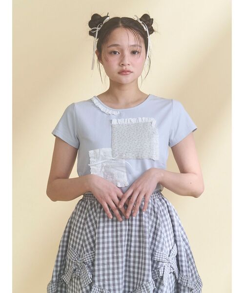 merry jenny(メリージェニー)の「パッチワークリメイクtee(Tシャツ/カットソー・レディース・ライトブルー/オフホワイト・FREE)」の13枚目の写真