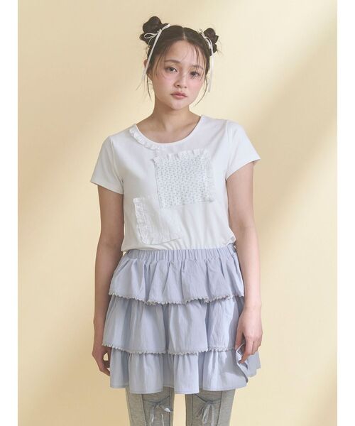 merry jenny(メリージェニー)の「パッチワークリメイクtee(Tシャツ/カットソー・レディース・ライトブルー/オフホワイト・FREE)」の16枚目の写真