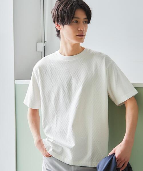 THE SHOP TK (ザ ショップ ティーケー )の「【ジャケットインにもおすすめ!】ジャカード リンクス半袖Tシャツ 洗濯機OK(Tシャツ/カットソー・メンズ・オフホワイト/ブルーグリーン/ブラック・01/02/04/03)」の16枚目の写真