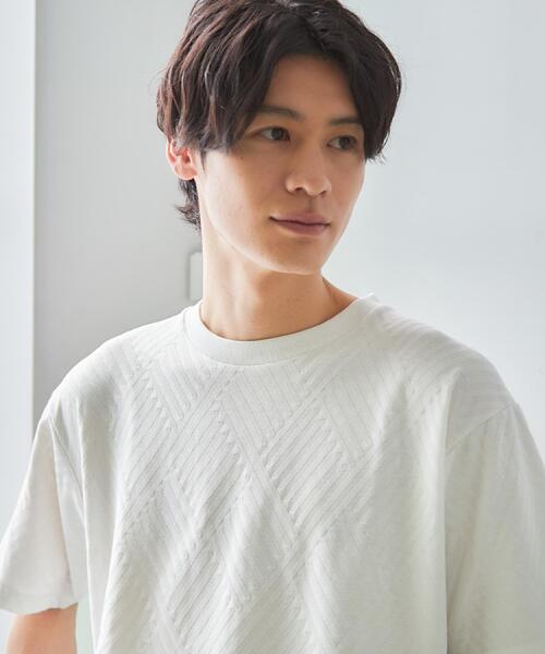 THE SHOP TK (ザ ショップ ティーケー )の「【ジャケットインにもおすすめ!】ジャカード リンクス半袖Tシャツ 洗濯機OK(Tシャツ/カットソー・メンズ・オフホワイト/ブルーグリーン/ブラック・01/02/04/03)」の17枚目の写真
