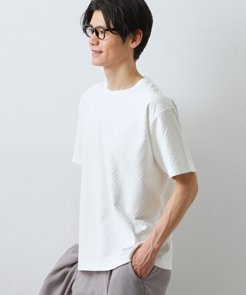 THE SHOP TK (ザ ショップ ティーケー )の「【ジャケットインにもおすすめ!】ジャカード リンクス半袖Tシャツ 洗濯機OK(Tシャツ/カットソー・メンズ・オフホワイト/ブルーグリーン/ブラック・01/02/04/03)」の19枚目の写真