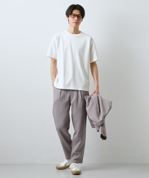THE SHOP TK (ザ ショップ ティーケー )の「【ジャケットインにもおすすめ!】ジャカード リンクス半袖Tシャツ 洗濯機OK(Tシャツ/カットソー・メンズ・オフホワイト/ブルーグリーン/ブラック・01/02/04/03)」の20枚目の写真