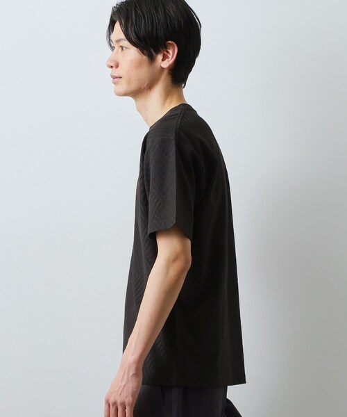 THE SHOP TK (ザ ショップ ティーケー )の「【ジャケットインにもおすすめ!】ジャカード リンクス半袖Tシャツ 洗濯機OK(Tシャツ/カットソー・メンズ・オフホワイト/ブルーグリーン/ブラック・01/02/04/03)」の22枚目の写真