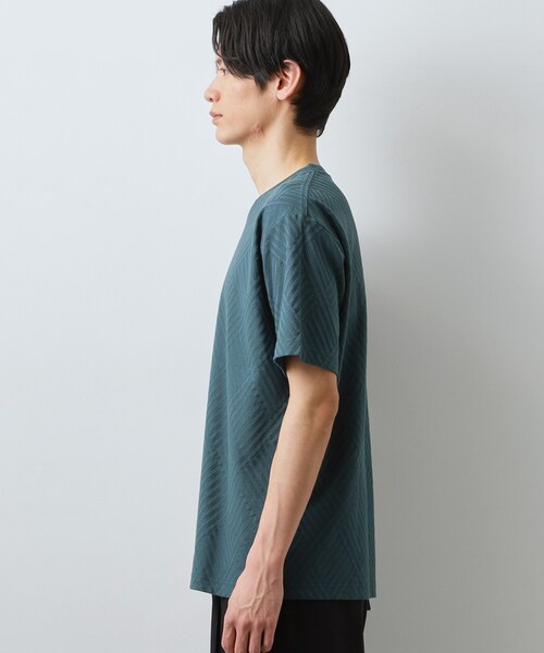 THE SHOP TK (ザ ショップ ティーケー )の「【ジャケットインにもおすすめ!】ジャカード リンクス半袖Tシャツ 洗濯機OK(Tシャツ/カットソー・メンズ・オフホワイト/ブルーグリーン/ブラック・01/02/04/03)」の11枚目の写真
