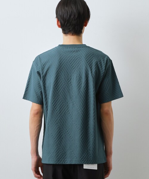THE SHOP TK (ザ ショップ ティーケー )の「【ジャケットインにもおすすめ!】ジャカード リンクス半袖Tシャツ 洗濯機OK(Tシャツ/カットソー・メンズ・オフホワイト/ブルーグリーン/ブラック・01/02/04/03)」の12枚目の写真
