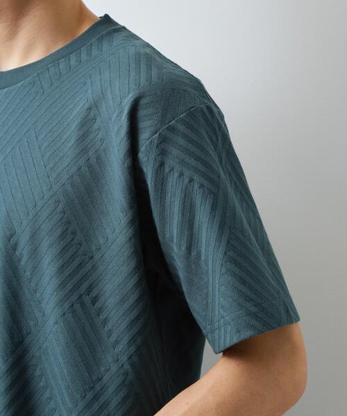 THE SHOP TK (ザ ショップ ティーケー )の「【ジャケットインにもおすすめ!】ジャカード リンクス半袖Tシャツ 洗濯機OK(Tシャツ/カットソー・メンズ・オフホワイト/ブルーグリーン/ブラック・01/02/04/03)」の14枚目の写真