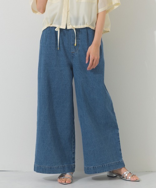 OMNES（オムネス）の「タックワイドイージーデニムパンツ（デニムパンツ・レディース・インディゴブルー/ブルー・LARGE/MEDIUM）」の2枚目の写真