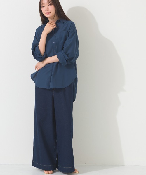 OMNES（オムネス）の「タックワイドイージーデニムパンツ（デニムパンツ・レディース・インディゴブルー/ブルー・LARGE/MEDIUM）」の4枚目の写真