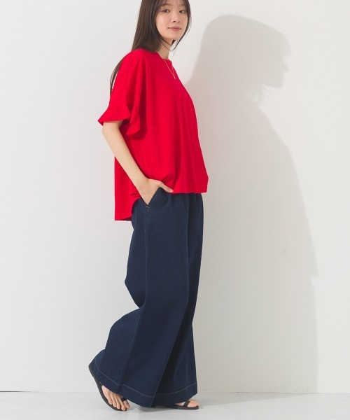 OMNES（オムネス）の「タックワイドイージーデニムパンツ（デニムパンツ・レディース・インディゴブルー/ブルー・LARGE/MEDIUM）」の8枚目の写真