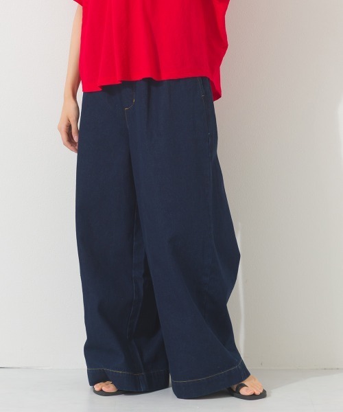 OMNES（オムネス）の「タックワイドイージーデニムパンツ（デニムパンツ・レディース・インディゴブルー/ブルー・LARGE/MEDIUM）」の9枚目の写真