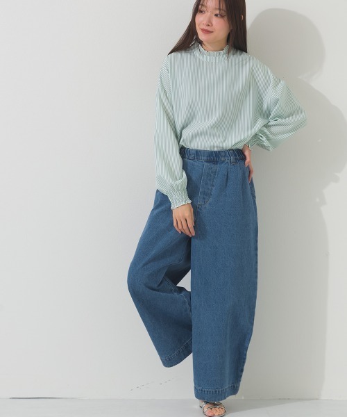 OMNES（オムネス）の「タックワイドイージーデニムパンツ（デニムパンツ・レディース・インディゴブルー/ブルー・LARGE/MEDIUM）」の13枚目の写真