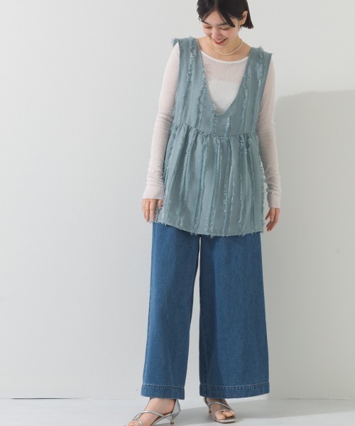 OMNES（オムネス）の「タックワイドイージーデニムパンツ（デニムパンツ・レディース・インディゴブルー/ブルー・LARGE/MEDIUM）」の18枚目の写真