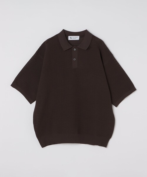 City Ambient Products（シティアンビエントプロダクツ）の「City Ambient Products: ポリエステル メッシュ ニット ショートスリーブ ポロ（ポロシャツ・メンズ・ブラック/オフホワイト/ダークグリーン/ダークブラウン/ライトブルー・SMALL/MEDIUM/LARGE）」の3枚目の写真